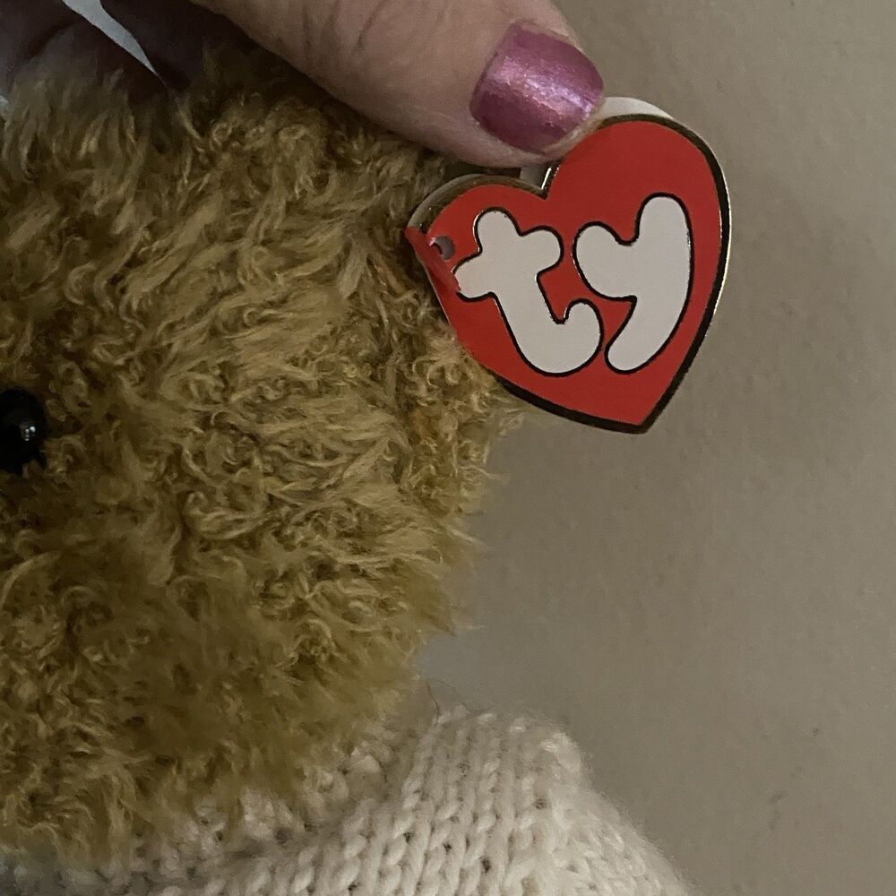 TY Attic Treasures Plush Bear Heartley 12” Sweater 1993 Love Conquers Vintage - Picture 3 of 8